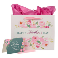 Gift bag Happy Mother's day groot roze + kaart + tissues