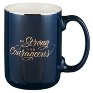 Mok Be strong and courageous 414 ml blauw