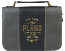 Bijbelomslag For I know the plans groot zwart/grijs