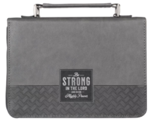 Bijbelomslag Be strong in the Lord grijs medium