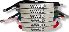 Touwarmband WWJD grijs