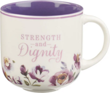 Mok Strength and dignity bloemen paars