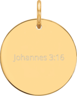 Hanger Johannes 3:16 goud rond 15 mm doorsnee