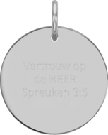 Hanger Vertrouw op de Heer zilver rond 15 mm doorsnee