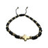 Kralenarmband klein grijs/goud met kruis