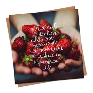 Christelijke Kaart Beterschap – Spreuken 3:8 (Aardbeien)