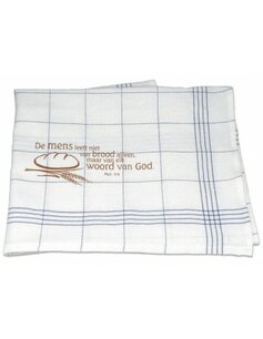 Theedoek De mens leeft niet van blauw Theedoek De mens leeft niet van blauw