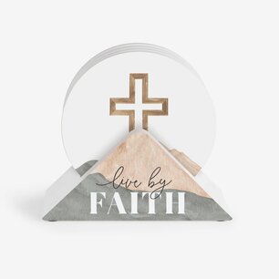 Onderzetters Live by faith 4 stuks 10 cm