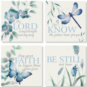 Onderzetters The Lord is my strength set van 4 waterkleur Onderzetters The Lord is my strength set van 4 waterkleur