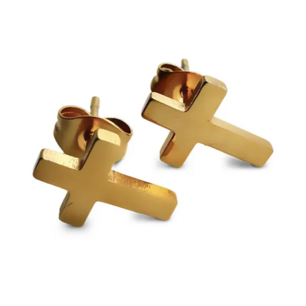 Oorbellen kruisje knopje goud