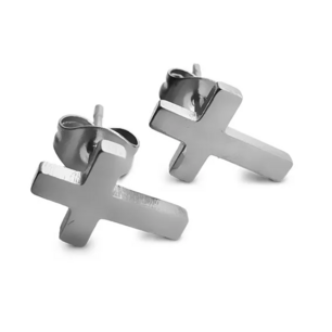 Oorbellen Kruis knopje zilver