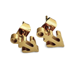 Oorbellen Anker goud knopje