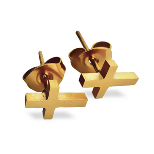 Oorbellen Kruis knopje goud klein