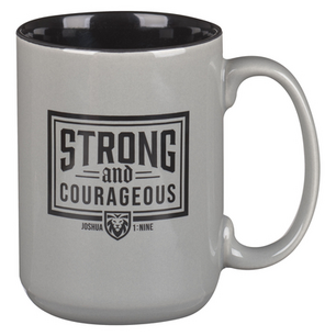 Mok Strong and courageous grijs  Mok Strong and courageous grijs