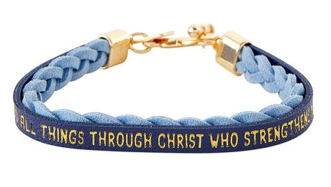 Wikkelarmband I can do all things donkerblauw