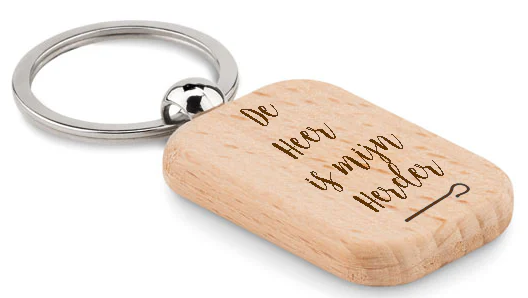 Sleutelhanger De Heer is mijn herder hout