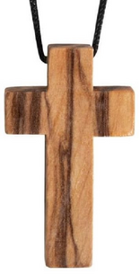 Ketting koord kruis olijfhout 3,5 x 2cm