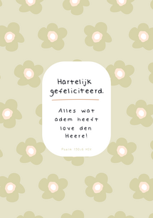 Kaart Hartelijk Gefeliciteerd. Psalm 150:6