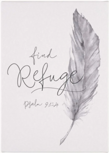 Wandbord Find refuge Psalm 91:4 canvas 18x13 cm