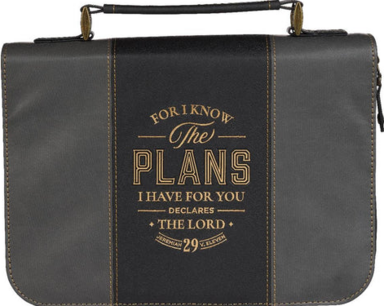 Bijbelomslag For I know the plans medium zwart/grijs