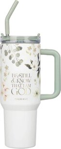 Reismok Be still & know rvs met rietje groen