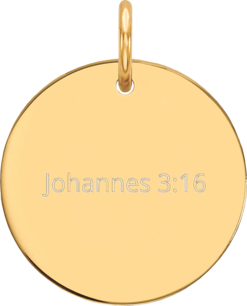 Hanger Johannes 3:16 goud rond 15 mm doorsnee